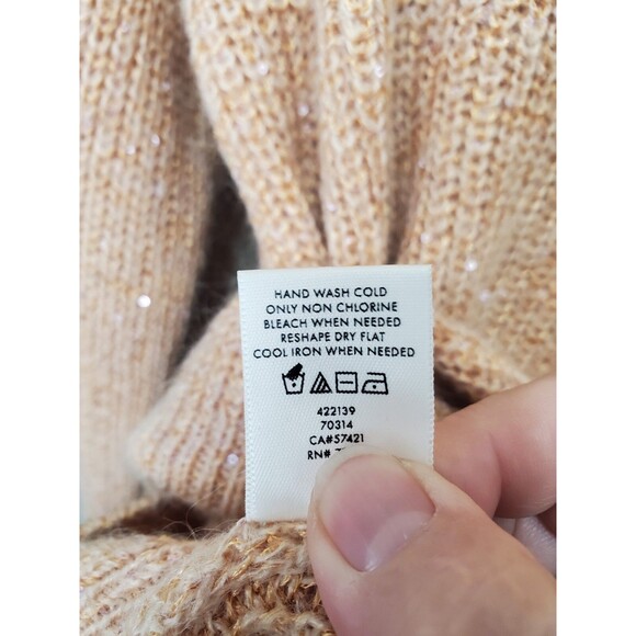 Ann Taylor Peach Sequined Boat Neck Mohair/Wool Blend Pullover Sweater Sz Large - Picture 7 of 7